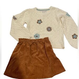 Cynthia Rowley Cream and Blue Knit Sweater and Skirt Set